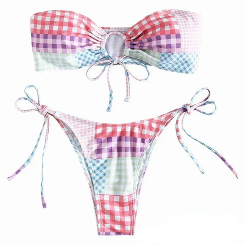 Sexy Plaid Bikinis Set - MiamiTeenyWeenyBikini.Com