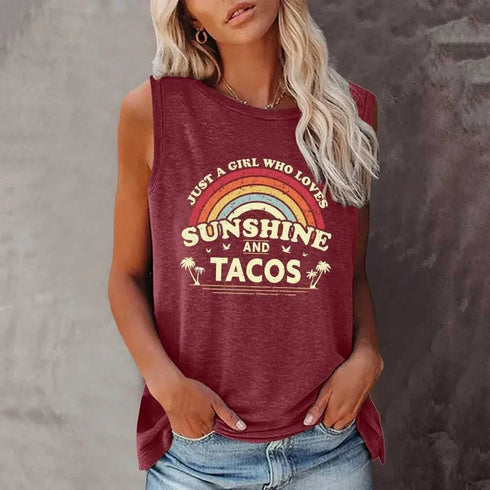 Just A Girl Who Loves Sunshine and Tacos Top - MiamiTeenyWeenyBikini.Com