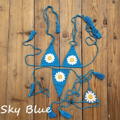 Handmade Crochet Sunflower Bikini Set - MiamiTeenyWeenyBikini.Com