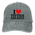 I Love Titties And Beer Denim Baseball Cap - MiamiTeenyWeenyBikini.Com
