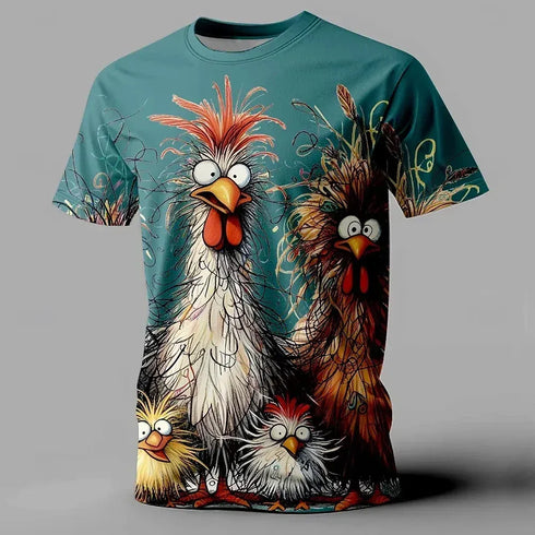 Rooster 3D Print Short Sleeve T-Shirt - MiamiTeenyWeenyBikini.Com