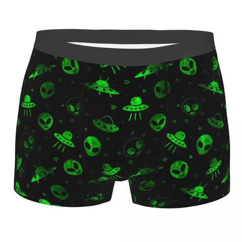 Green Alien UFO Moon Briefs