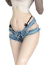Zip Up Open Crotch Denim Shorts - MiamiTeenyWeenyBikini.Com