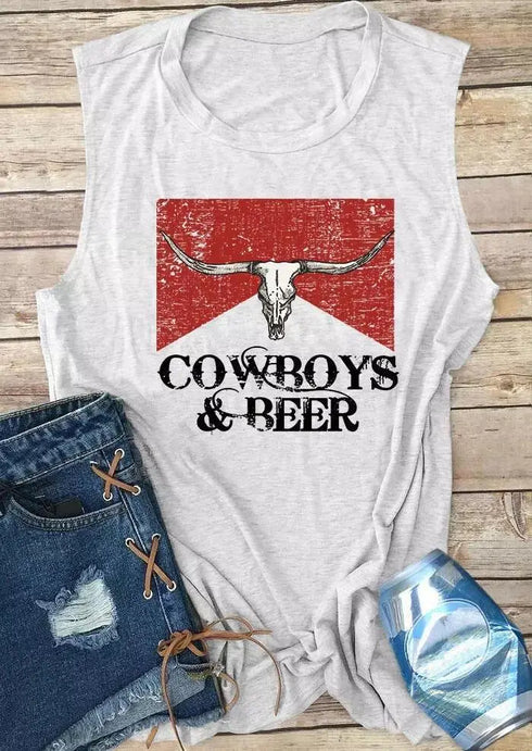 Cowboys And Beer Tanks Top - MiamiTeenyWeenyBikini.Com
