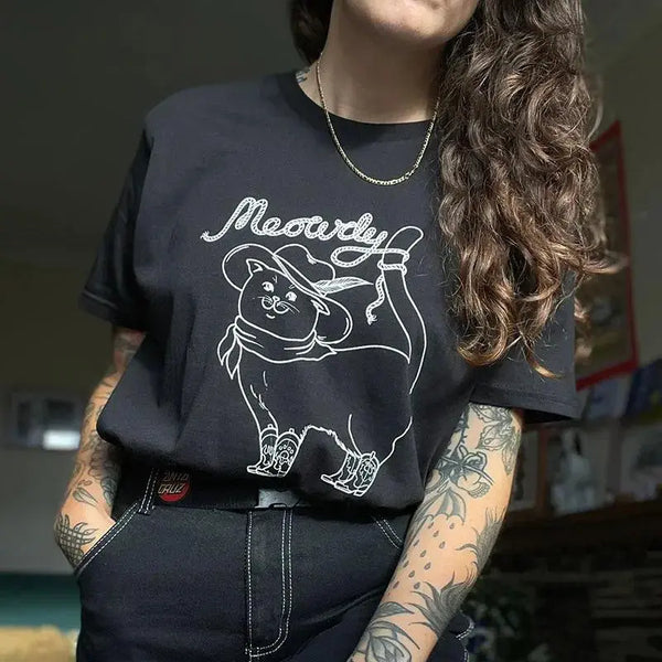 Meowdy Cowboy Cat T-Shirt - MiamiTeenyWeenyBikini.Com