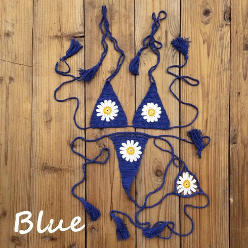 Handmade Crochet Sunflower Bikini Set - MiamiTeenyWeenyBikini.Com