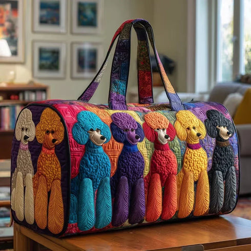Poodle Dogs Quilted Duffle Bag Funny Retro Travel Tote Handbag Men Women Outdoor Weekender Bag - MiamiTeenyWeenyBikini.Com.