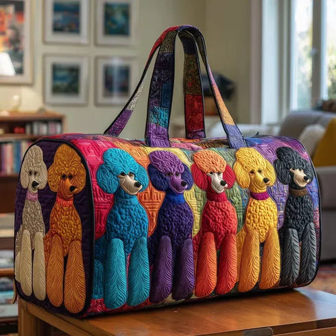 Poodle Dogs Quilted Duffle Bag Funny Retro Travel Tote Handbag Men Women Outdoor Weekender Bag - MiamiTeenyWeenyBikini.Com.
