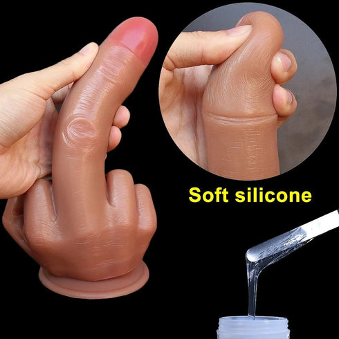 Middle Finger Suction Cup Dildo - MiamiTeenyWeenyBikini.Com