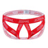 Red jockstrap with 'JOCKMAIL' branding on a white background