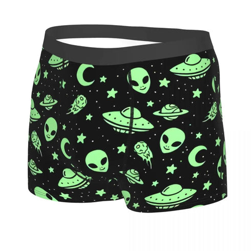 Green Alien UFO Moon Briefs
