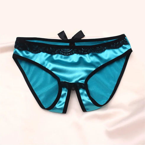 Smooth Satin Open Crotch Panties - MiamiTeenyWeenyBikini.Com