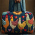 GF Funny Art Chicken Print Quilted Duffle Bag Bohemian Style 2026 Personalized Custom Travel Tote Women Men Weekender Bag - MiamiTeenyWeenyBikini.Com