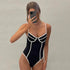 Black White One Piece Swimsuit - MiamiTeenyWeenyBikini.Com