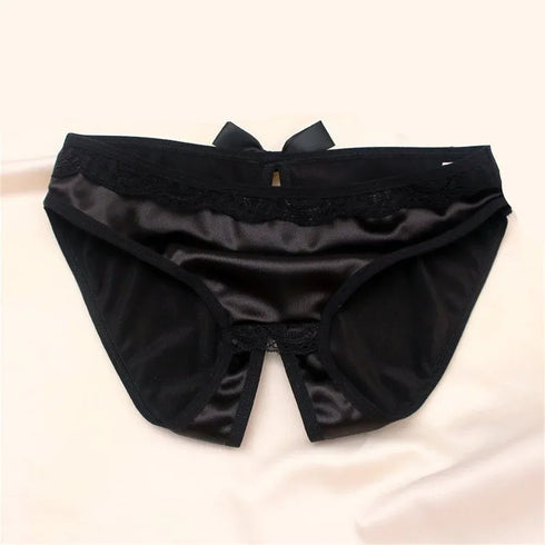 Smooth Satin Open Crotch Panties - MiamiTeenyWeenyBikini.Com