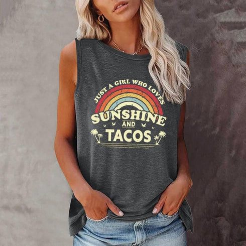 Just A Girl Who Loves Sunshine and Tacos Top - MiamiTeenyWeenyBikini.Com
