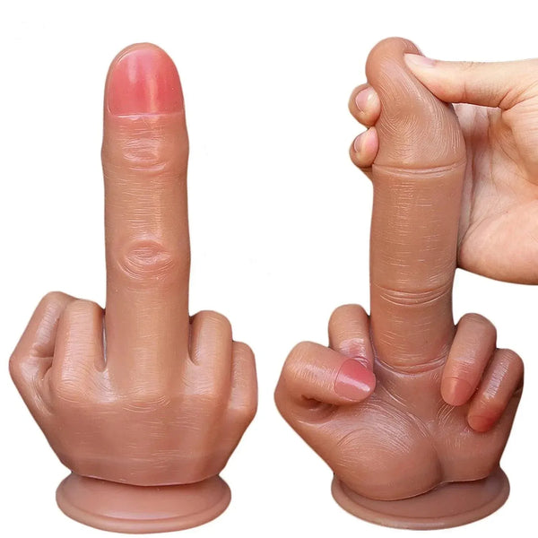 Middle Finger Suction Cup Dildo - MiamiTeenyWeenyBikini.Com