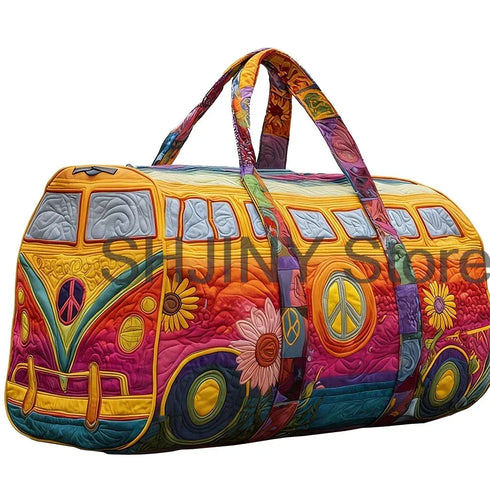 Men's 2026 Camping Trailer Quilted Duffle Bag Unisex Casual Daypack Women Weekender Travel Handbag