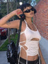 Sleeveless Bandage Halter Tank Top - MiamiTeenyWeenyBikini.Com