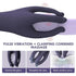 Illustration of a vibrating massage device with pulse vibration and clamping features, showing its application for targeted massage and sensitivity improvement.