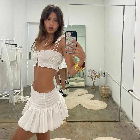 Low Rise Mini Skirt and Crop Top Set - MiamiTeenyWeenyBikini.Com