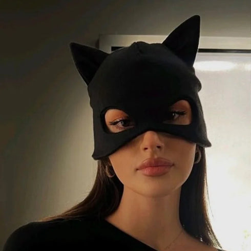 Cat's Ear Knitted Mask Cap - MiamiTeenyWeenyBikini.Com