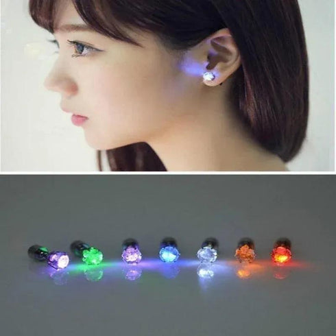 Light Up LED Bling Ear Stud Earrings - MiamiTeenyWeenyBikini.Com