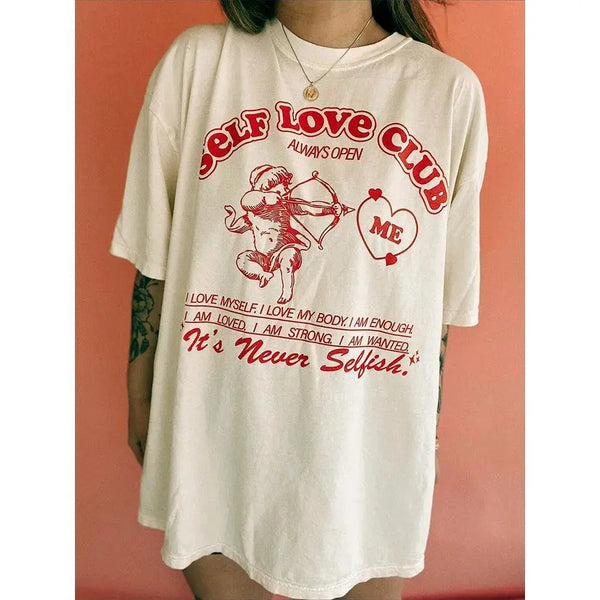 Self Love Club Oversized Tee - MiamiTeenyWeenyBikini.Com
