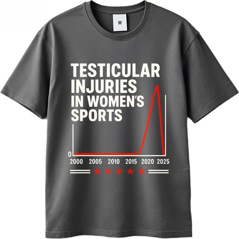 Men's Testicular Injury in Women's Sports Chart Tee - MiamiTeenyWeenyBikini.Com