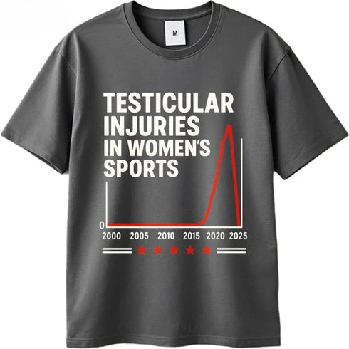 Men's Testicular Injury in Women's Sports Chart Tee - MiamiTeenyWeenyBikini.Com