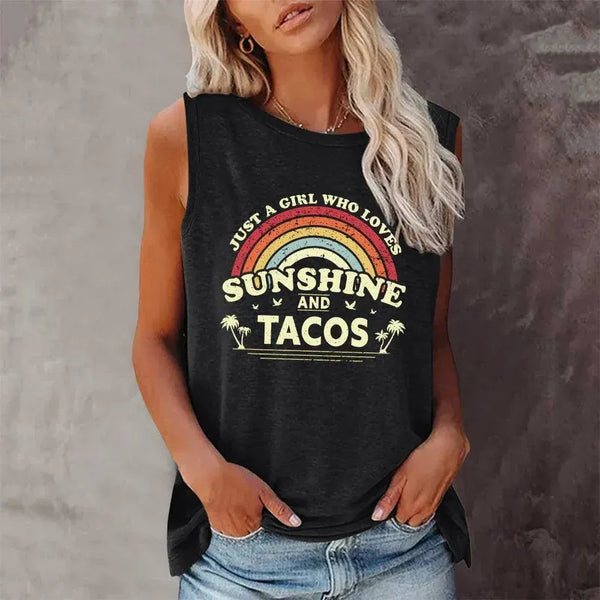 Just A Girl Who Loves Sunshine and Tacos Top - MiamiTeenyWeenyBikini.Com
