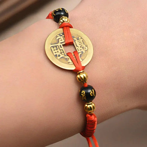 Lucky Five Emperor Copper Coin Bracelet - MiamiTeenyWeenyBikini.Com