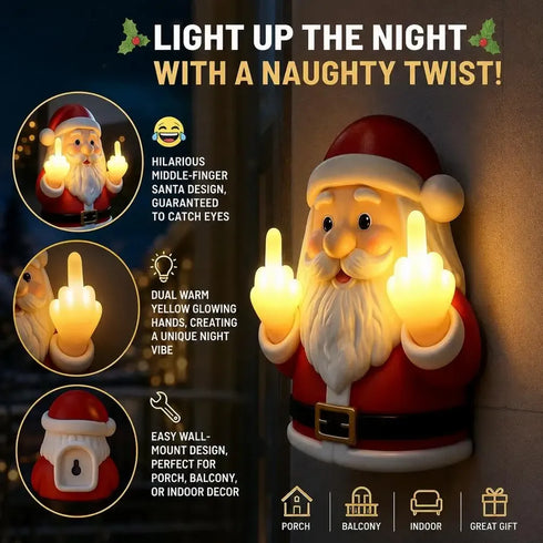 Santa Claus Middle Finger Christmas Night Light - MiamiTeenyWeenyBikini.Com