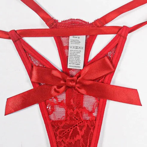 Bow-Knot Christmas Lace Thongs Panties - MiamiTeenyWeenyBikini.Com