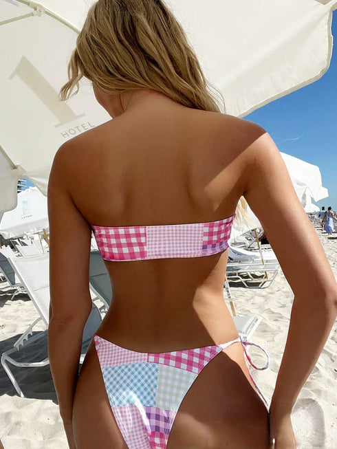 Sexy Plaid Bikinis Set