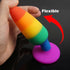 Rainbow Silicone Suction Butt Plug - MiamiTeenyWeenyBikini.Com