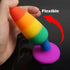 Rainbow Silicone Suction Butt Plug - MiamiTeenyWeenyBikini.Com