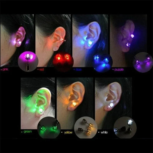 Light Up LED Bling Ear Stud Earrings - MiamiTeenyWeenyBikini.Com