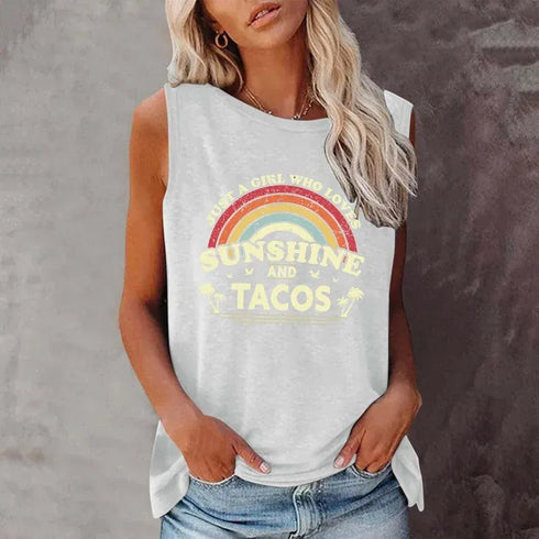 Just A Girl Who Loves Sunshine and Tacos Top - MiamiTeenyWeenyBikini.Com