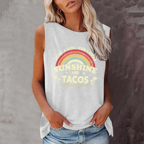 Just A Girl Who Loves Sunshine and Tacos Top - MiamiTeenyWeenyBikini.Com