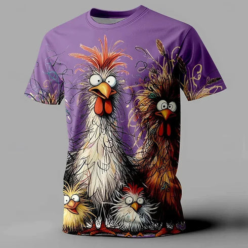 Rooster 3D Print Short Sleeve T-Shirt - MiamiTeenyWeenyBikini.Com