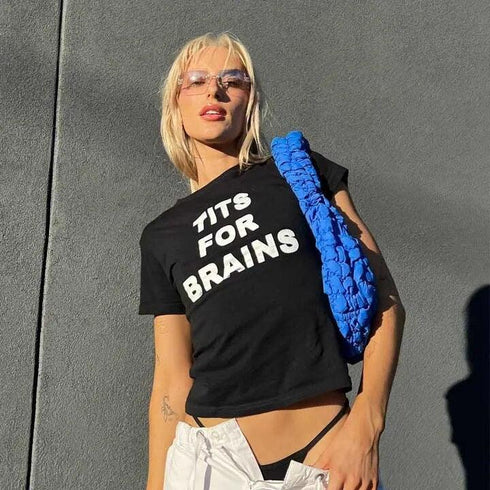 Tits For Brains Tee - MiamiTeenyWeenyBikini.Com
