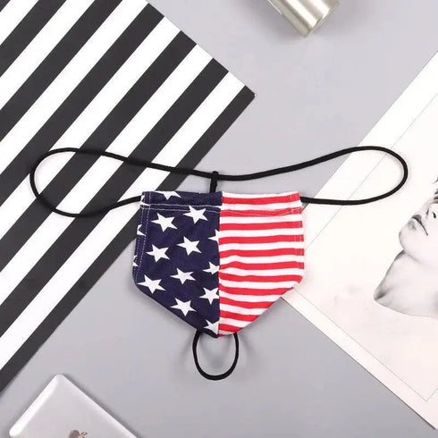 Men's USA Flag Print Thong - MiamiTeenyWeenyBikini.Com