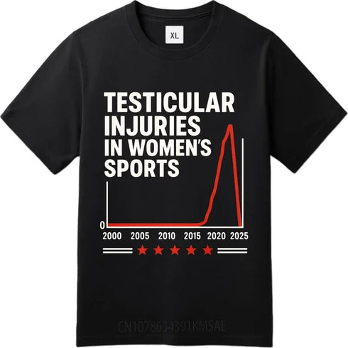 Men's Testicular Injury in Women's Sports Chart Tee - MiamiTeenyWeenyBikini.Com