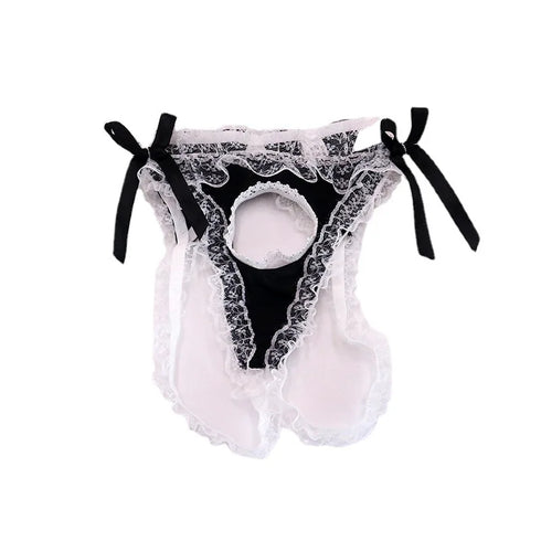 Men's Sissy Lace Open Crotch Hole Panties