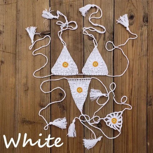Handmade Crochet Sunflower Bikini Set - MiamiTeenyWeenyBikini.Com