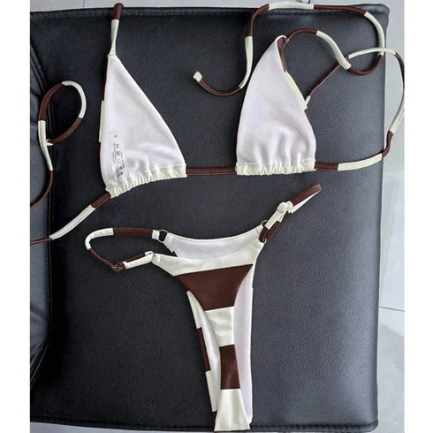 Stripe Brazilian Bikini Set - MiamiTeenyWeenyBikini.Com