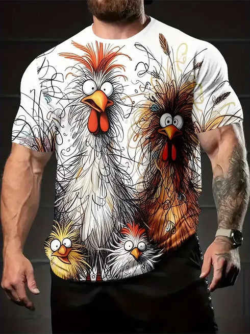 Rooster 3D Print Short Sleeve T-Shirt - MiamiTeenyWeenyBikini.Com