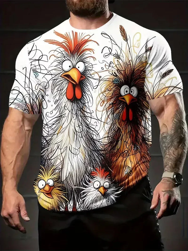 Rooster 3D Print Short Sleeve T-Shirt - MiamiTeenyWeenyBikini.Com