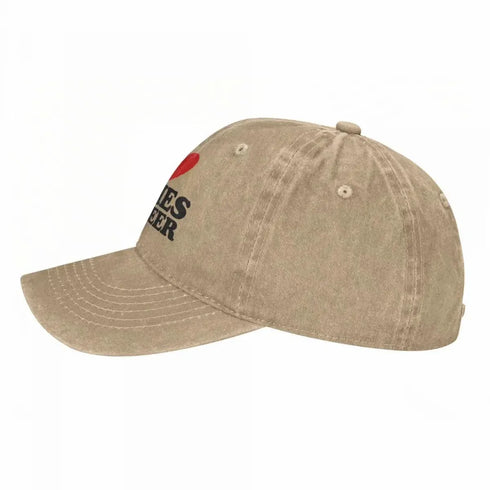 I Love Titties And Beer Denim Baseball Cap - MiamiTeenyWeenyBikini.Com